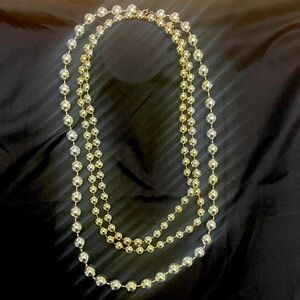 Elegant Gold Tone and Silver Beaded Necklace